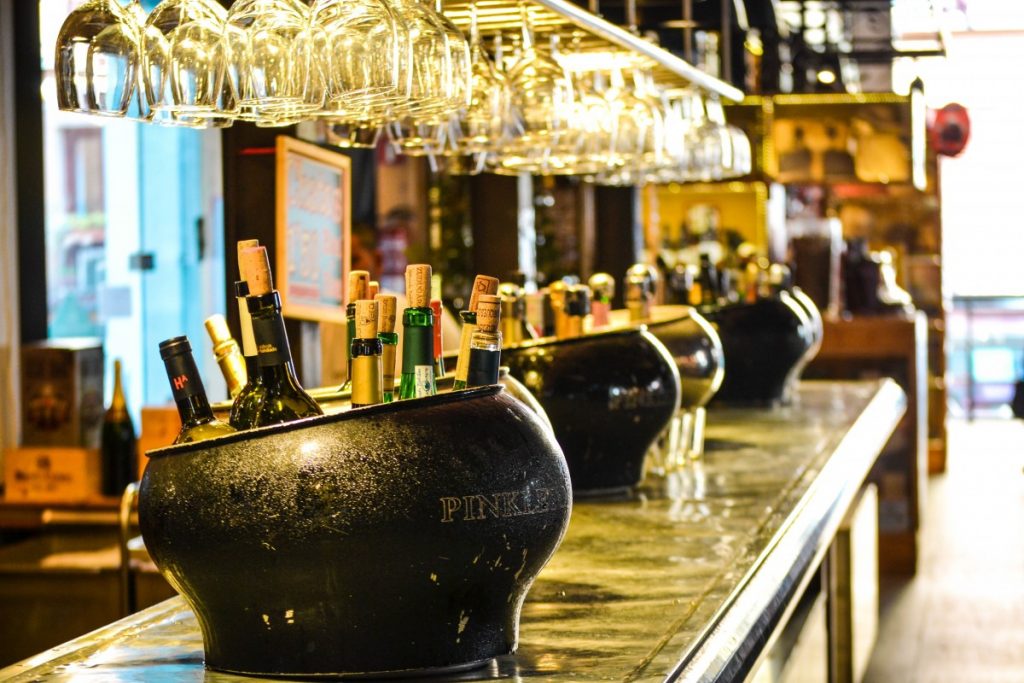 bar counter of a bar with insurance