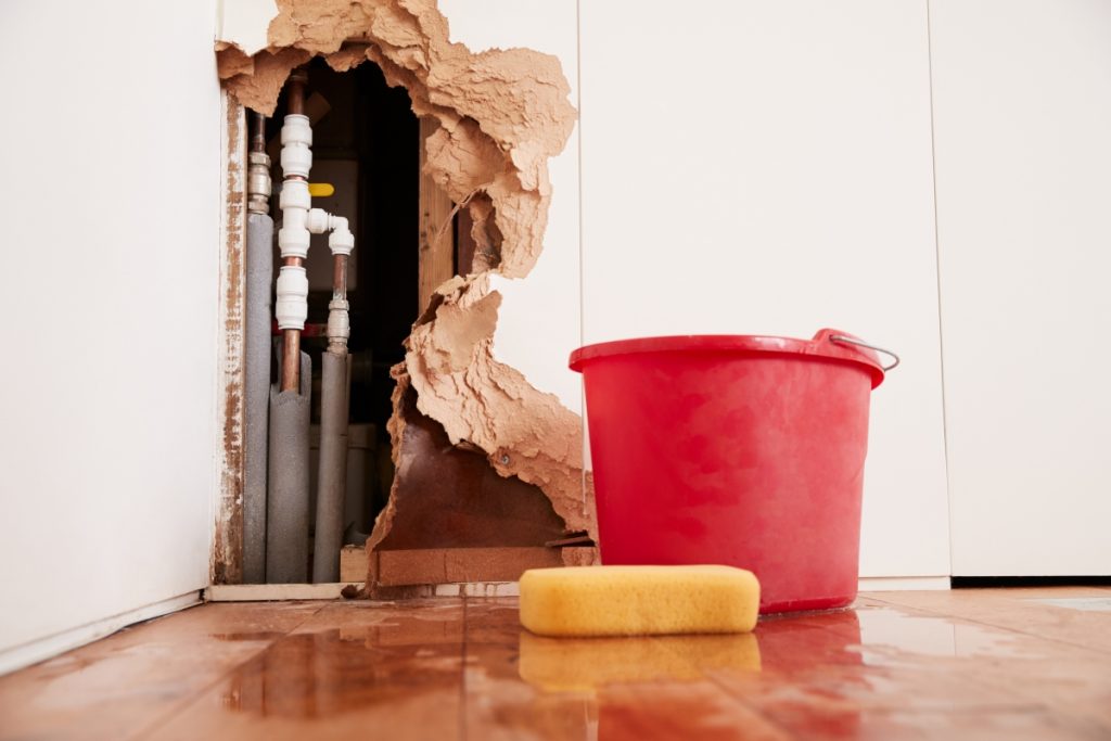 burst pipe inside home - latent defects